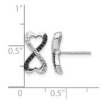 14k White Gold Black and White Diamond Infinity Heart Post Earrings - Image 4