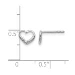 14k White Gold Diamond Heart Post Earrings - Image 4