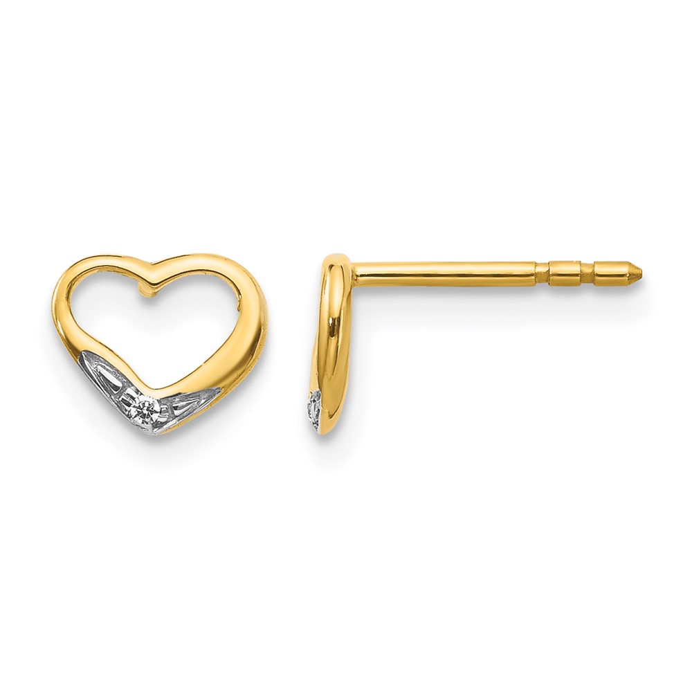 EM5518-001-YA.jpg 14k and Rhodium Diamond Heart Post Earrings - Image 1