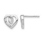 14k White Gold Diamond Heart Post Earrings