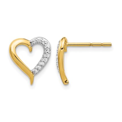 14k Gold Diamond Heart Post Earrings