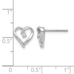 14k White Gold AA Diamond Heart Earrings - Image 2