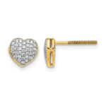 14k Diamond Heart Screw Back Post Earrings
