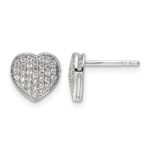 14k White Gold Diamond Heart Post Earrings