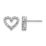 14k White Gold Diamond Heart Earrings