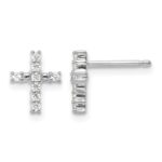 14k White Gold Polished Diamond Cross Post Earrings