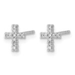14k White Gold Polished Diamond Cross Post Earrings - Image 2