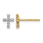 14k w/Rhodium Diamond Cross Post Earrings