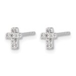 14k White Gold Diamond Cross Earrings - Image 2