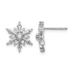14k White Gold Diamond Snowflake Earrings