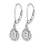 10k White Gold Baguette Diamond Teardrop Halo Leverback Earrings - Image 2