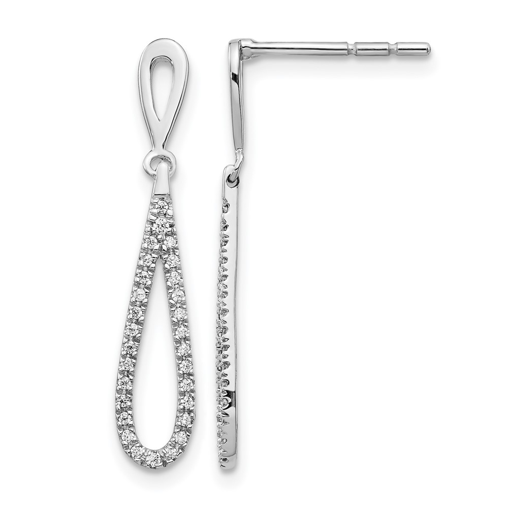 EM5556-020-WA.jpg 14k White Gold Polished 1/5 carat Diamond Teardrop Dangle Post Earrings - Image 1