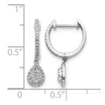 14k White Gold 1/4 carat Diamond Teardrop Cluster Hinged Hoop Earrings - Image 2