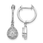 14k White Gold 1/2 carat Lab Grown Diamond VS/SI+ G+ Complete Halo Hinged Hoop Earrings