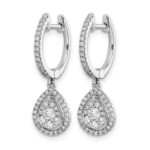 14k White Gold 1/2 carat Lab Grown Diamond VS/SI+ G+ Complete Halo Hinged Hoop Earrings - Image 2