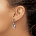 14k White Gold 3/8 carat Black and White Diamond Teardrop Dangle Post Earrings - Image 3