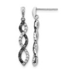 14k White Gold 1/3 carat Black and White Diamond Twisted Dangle Post Earrings