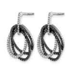 14k White Gold 1/2 carat White and Black Diamond Ovals Dangle Post Earrings - Image 2