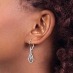 14k White Gold 1/8 carat Blue Diamond Teardrop Leverback Earrings - Image 3