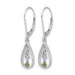 14k White Gold 1/8 carat Green Diamond Teardrop Leverback Earrings - Image 2