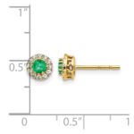 14k White Gold 3.5mm Round Blue Emerald and Diamond Halo Post Earrings - Image 4