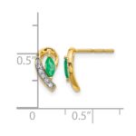 14k 5x2.5mm Marquise Emerald and Diamond Curved Post Earrings - Image 4
