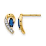 14k 5x2.5mm Marquise Sapphire and Diamond Curved Post Earrings