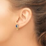 10k Yellow Gold Diamond and Sapphire Earrings - Image 3