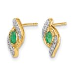 10k 1/15Ct Diamond and Emerald Earrings - Image 2