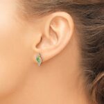 10k 1/15Ct Diamond and Emerald Earrings - Image 3