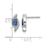 14k White Gold 5x2.5mm Marquise Sapphire and Diamond Post Earrings - Image 4