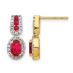 14k 6x4mm Oval Ruby and Diamond Halo Post Earrings