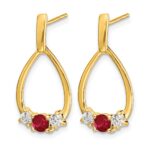 10k Ruby and White Sapphire Post Dangle Earrings - Image 2