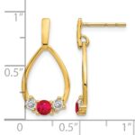 10k Ruby and White Sapphire Post Dangle Earrings - Image 4