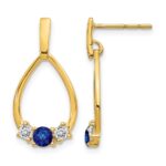10k 1/3 carat Lab Grown Diamond VS/SI+ G+ and Created Sapphire Complete Dangle Teardrop Earrings