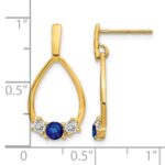 10k 1/3 carat Lab Grown Diamond VS/SI+ G+ and Created Sapphire Complete Dangle Teardrop Earrings - Image 4