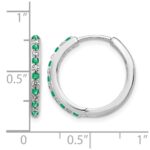 14k White Gold Diamond and Emerald 19mm Hinged Hoop Earrings - Image 4