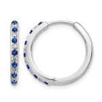 14k White Gold Diamond and Sapphire 19mm Hinged Hoop Earrings