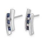 14k White Gold Princess Sapphire and Diamond Post Earrings - Image 2