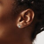 14k 2mm Round Blue Sapphire and Diamond Post Earrings - Image 3