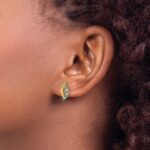 14k Emerald and Diamond Curved Post Earrings - Image 3