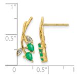14k Diamond and Pear Emerald Floral Post Earrings - Image 4
