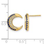 14k Polished Moon Sapphire and Diamond Post Earrings - Image 4