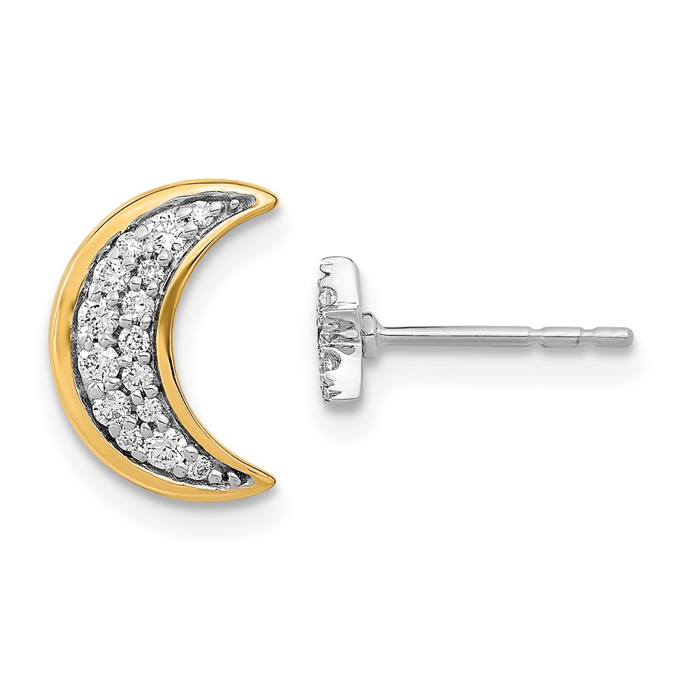 EM6848-016-WYA.jpg 14k Two-tone Moon andStar Diamond Mis-match Post Earrings - Image 1