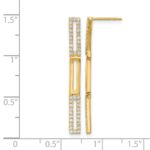 14k Polished 3 Rectangle Link 1/2 carat Diamond Post Earrings - Image 4