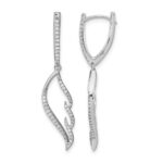 14k White Gold Diamond Wing Hinged Hoop Dangle Earrings