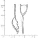 14k White Gold Diamond Wing Hinged Hoop Dangle Earrings - Image 4