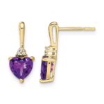 10k Amethyst and Diamond Heart Earrings