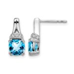 14k White Gold Blue Topaz and Diamond Earrings