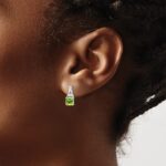 14k White Gold Peridot and Diamond Earrings - Image 3